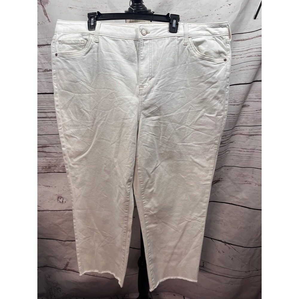 Sonoma Goods For Life Womens White Straight Crop Raw Hem Jeans 22W WS13D509PW10